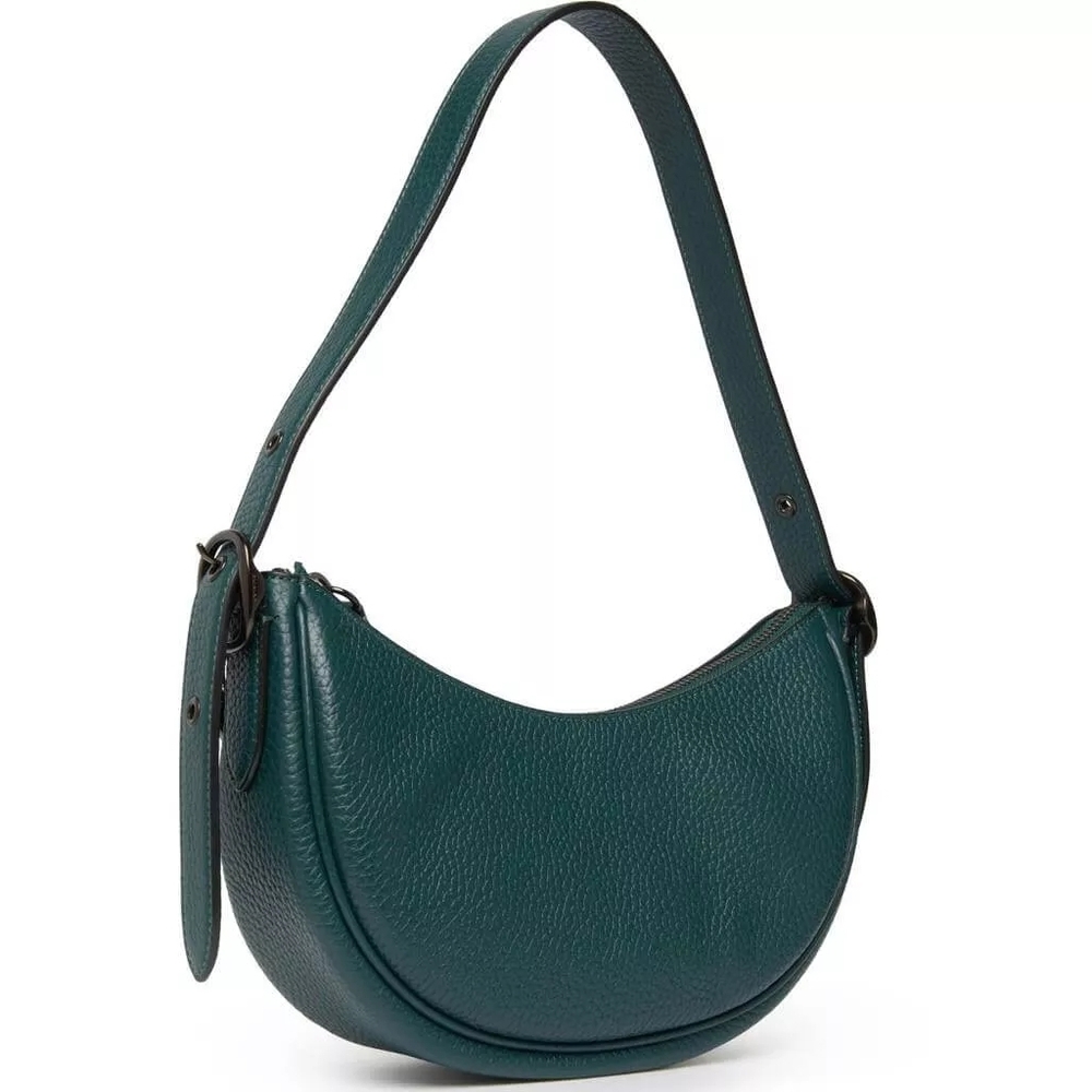 COACH Luna Crescent Shoulder Bag in Forest Green - Soft Pebble Leather - Picture 2 of 13